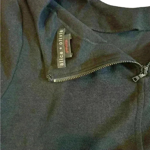 Alice + Olivia Women’s Viscose Long  Sleeve Cropped Top High Neck Black Small - Picture 5 of 6